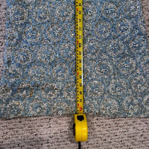 Royal Cathay Vintage Powder Blue Knit Floral Sequin Beaded Dress Size Small - Picture 5 of 9